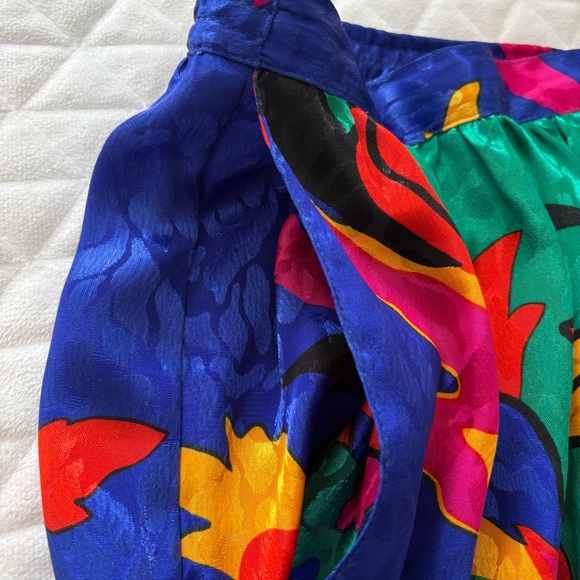 VTG Sue Brett Midi Skirt 40” Waist Jacquard Multicolor Abstract Leaf Print Artsy - Picture 6 of 11